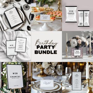 Designer-Geburtstagsfeier-Vorlagen-Bündel, High-End-Luxus 50. Geburtstag Abendessen einladen für Frau, Sweet 16 Brunch Feier Willkommensschild 084