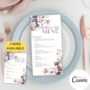Mother’s Day Menu Card Template, Mom’s Day Celebration Menu letter,  Brunch Party Food Buffet Sign, Personalized Wedding Menu JANICA