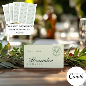 Sjabloon voor naamkaartjes met tennisthema, couvert sportfeest, Country Club Restaurant Food Buffet Card, stoelreserveringstoewijzing, 308