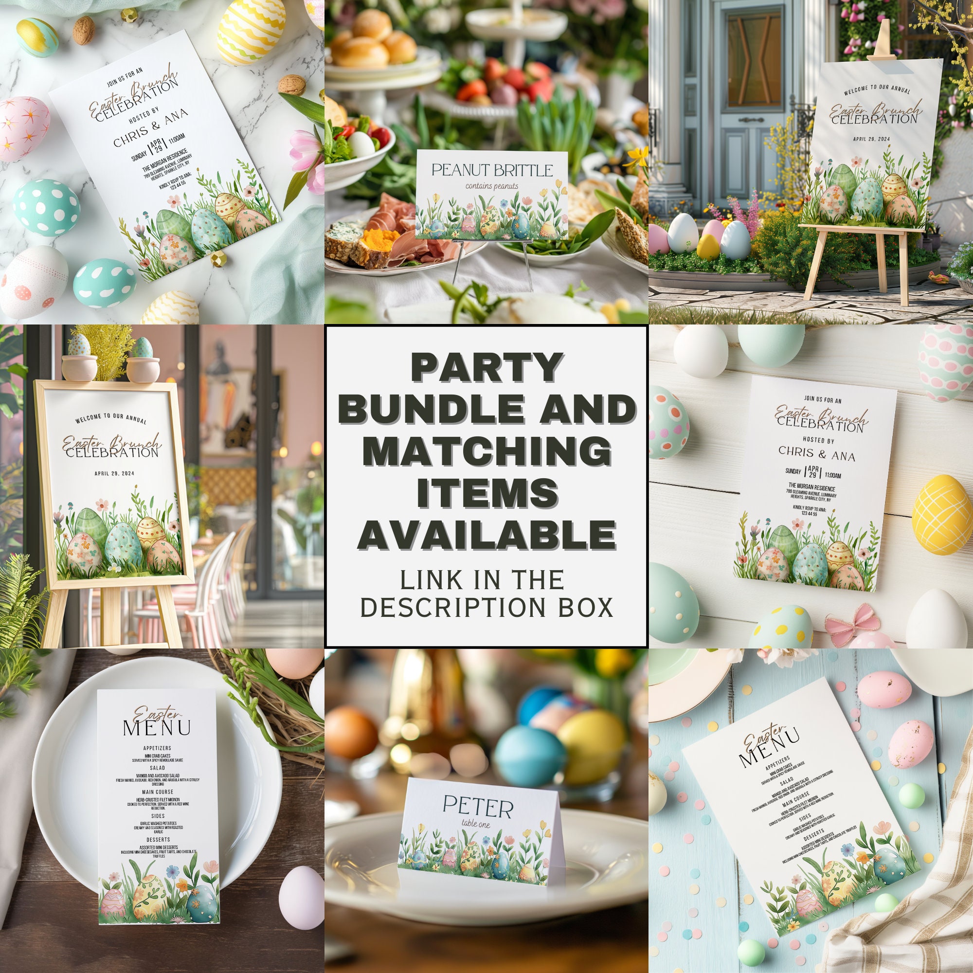 Easter Brunch Menu Card Template, Easter Egg Hunt Menu Letter, Lent ...
