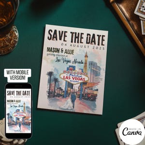 Las Vegas Save the Date Vorlage, handgezeichnete digitale Hochzeitseinladung, Kasino-Themen-Einladungskarte vor der Hochzeit 153