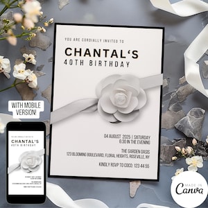 Designer Invitation Template Design, Luxury High End Perfume No 5 Invite for Sweet 16 Birthday, Editable Digital Save the Date, CHANTAL 122