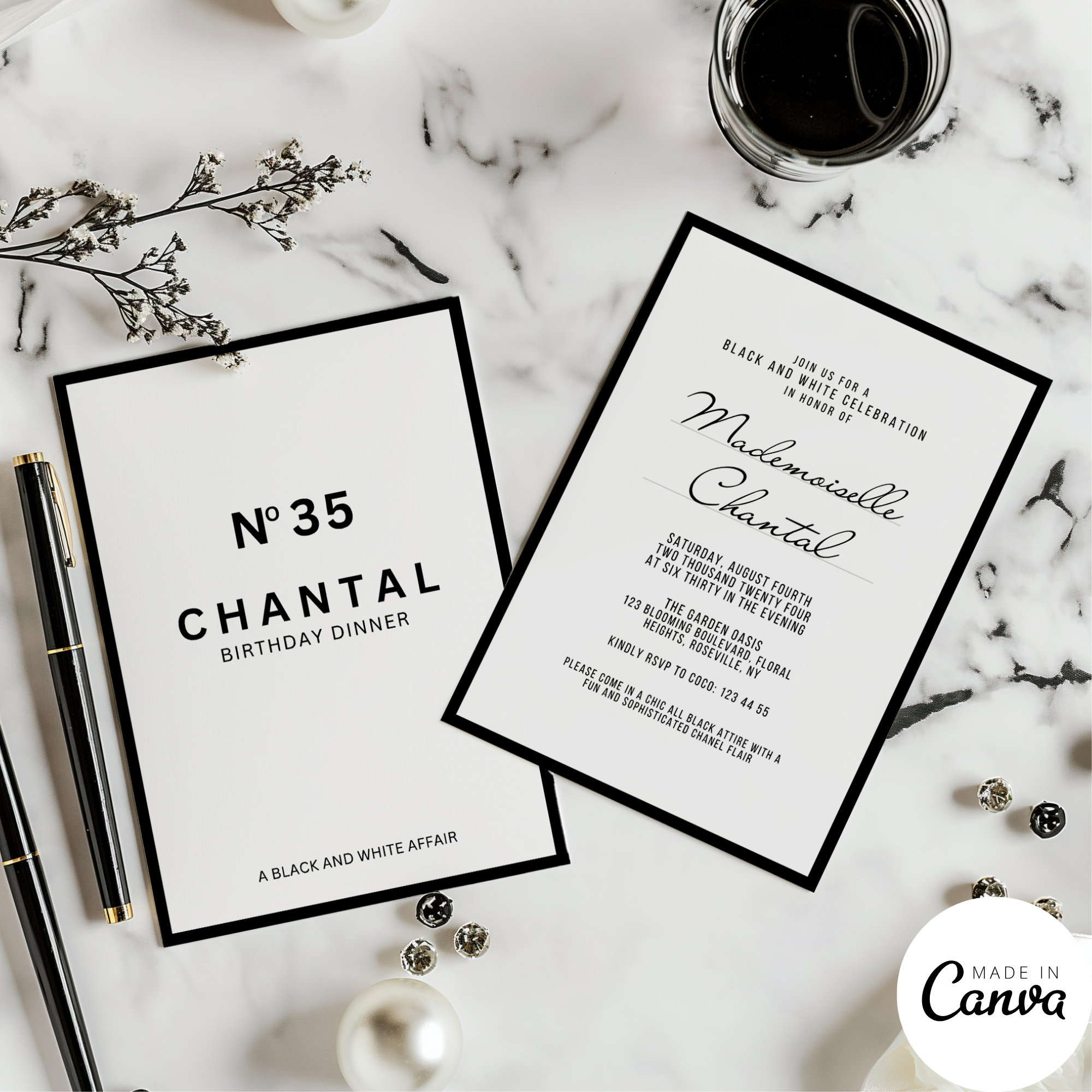 Designer Invitation Template Design, Luxury High End Minimalist Invite for Sweet 16 Birthday, Editable Digital Save the Date, CHANTAL 084