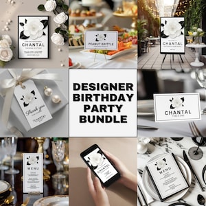 Designer Birthday Party Template Bundle, High End Luxury 50th Birthday Dinner for Wife, Sweet 16 Brunch Celebration, CHANTAL 025