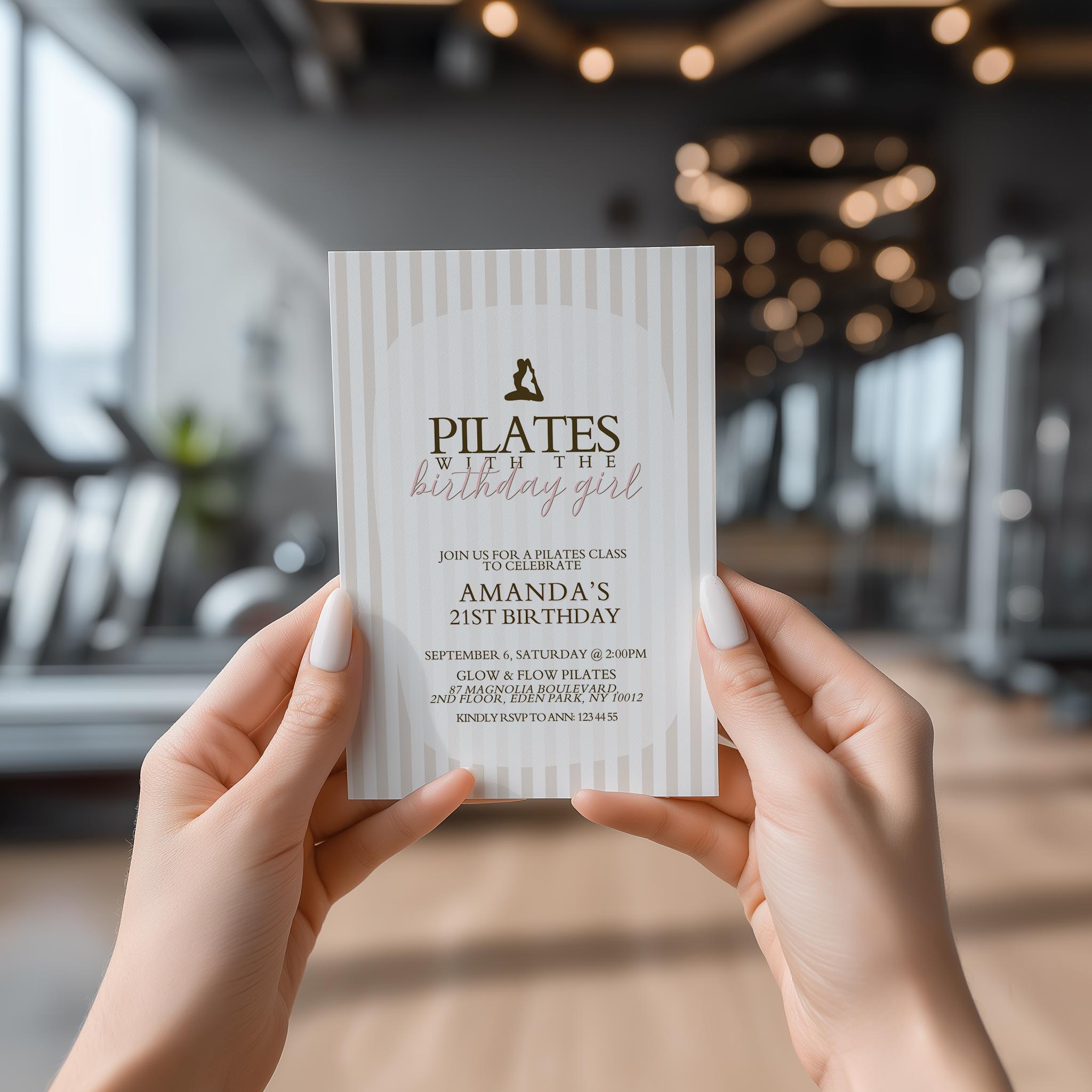 Pilates Party Invitation Template, Ribbon Coquette Birthday Brunch ...