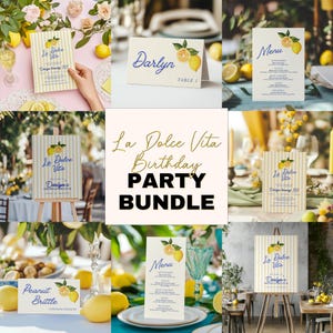 La Dolce Vita Geburtstagsfeier Vorlage Bundle, Zitrus Zitrone 30. Abendessen Feier für Frau, Bearbeitbar Sweet 16 Brunch Feier, 174