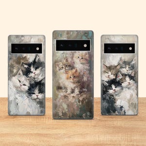 Cat Art Phone Case Aesthetic Cat Lovers Cover for Google Pixel 10 Pro XL 9A 9 Pro 8A 8 Pro 8 7A 7 Pro 6 6A 3A 4XL 5 OnePlus 13 12R