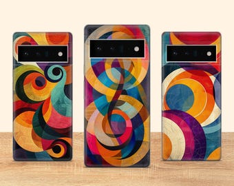 Cover per telefono con geometria astratta, stile retrò, compatibile con Google Pixel 10 Pro XL 9A 9 Pro 8A 8 Pro 8 7A 7 Pro 6 6A 3A 4XL 5 OnePlus 13 12R