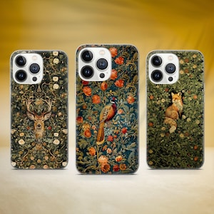William Morris geïnspireerd telefoonhoesje vintage patroon hoes geschikt voor iPhone 17 Pro Max 16 15 14 13 12 13 Samsung S25 S24 S23 FE A56 Huawei P30