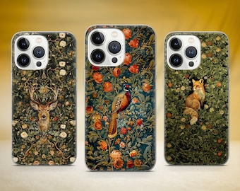 William Morris Inspired Phone Case Vintage Pattern Cover Fit for iPhone 17 Pro Max 16 15 14 13 12 13 Samsung S25 S24 S23 FE A56 Huawei P30