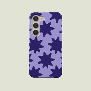 Blau Wonky Stars Handytasche Retro Stern Muster Handyhülle Fit für Samsung Galaxy S25 S24 Ultra S23 FE S23 Plus S22 Ultra S20 Fe Note 20 A56