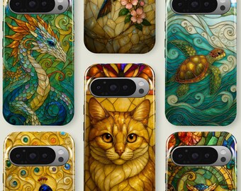 Stained Glass Phone Case Cute Animal Phone Cover Fit For Google Pixel 10 Pro XL 9A 9 Pro XL 8 Pro 8A 7 Pro 7A Pixel 6 Pro 6A