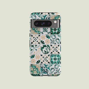 Coque de téléphone en porcelaine Azulejo, couverture en carreaux vert méditerranéen pour Google Pixel 10 Pro XL 9A 9 Pro XL 8 Pro 8A 7 Pro 7A Pixel 6 Pro 6A