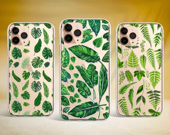 Tropical Leaves Phone Case Jungle Leaf Cover Fit for iPhone 17 Pro Max 16 15 14 13 12 13 11 XS Samsung S25 S24 S23 FE A56 A16 A14 Huawei P30