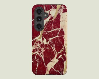 Red Marble Phone Case Marble Finish Cover Fit For Samsung Galaxy S25 S24 Ultra S23 FE S23 Plus S22 Ultra S20 FE Note 20 A56 A16