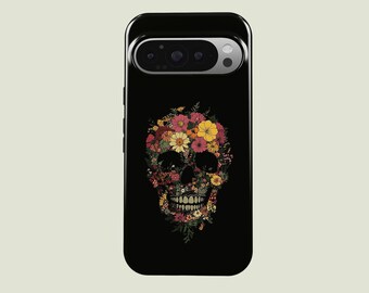 Gothic Skull Phone Case Aesthetic Floral Skull Phone Cover Fit For Google Pixel 10 Pro XL 9A 9 Pro XL 8 Pro 8A 7 Pro 7A Pixel 6 Pro 6A
