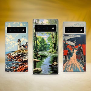 Custodia per telefono con paesaggio estetico e tema natura, adatta per Google Pixel 10 Pro XL 9A 9 Pro 8A 8 Pro 8 7A 7 Pro 6 6A 3A 4XL 5 OnePlus 13 12R