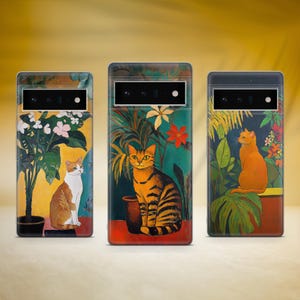 Cat Painting Phone Case Cute Cat Phone Cover Fit for Google Pixel 10 Pro XL 9A 9 Pro 8A 8 Pro 8 7A 7 Pro 6 6A 3A 4XL 5 OnePlus 13 12R