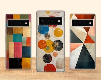 Cover per telefono con design geometrico retrò, estetica e adatta a Google Pixel 10 Pro XL 9A 9 Pro 8A 8 Pro 8 7A 7 Pro 6 6A 3A 4XL 5 OnePlus 13 12R