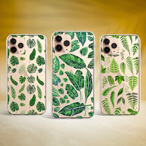 Tropical Leaves Phone Case Jungle Leaf Cover Fit for iPhone 16 Pro Max 15 14 11 Pro 12 13 XS 7 Samsung S25 S24 S23 FE S22 A16 A53 Huawei P30