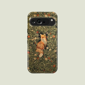 Funda de teléfono inspirada en William Morris con diseño vintage de zorro, compatible con Google Pixel 10 Pro XL, 9A, 9 Pro XL, 8 Pro, 8A, 7 Pro, 7A, Pixel 6 y 6A.