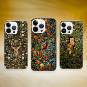 William Morris Inspiriert Handy Hülle Vintage Muster Cover Fit für iPhone 16 Pro Max 15 14 11 12 13 XS Samsung S25 S24 S23 A15 A53 Huawei P30