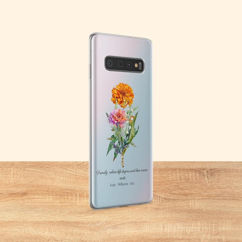 Personalised Family Birth Flower Phone Case Birth Flower Cover Fit for iPhone 17 Pro Max 16 15 14 13 12 13 Samsung S25 S24 S23 FE Huawei P30 image 6