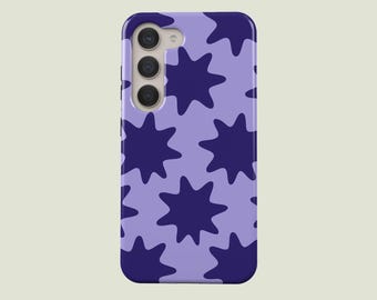 Blue Wonky Stars Phone Case Retro Star Pattern Phone Cover Fit For Samsung Galaxy S25 S24 Ultra S23 FE S23 Plus S22 Ultra S20 FE Note 20 A56
