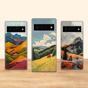 Coque de téléphone montagne Housse de téléphone minimaliste adaptée pour Google Pixel 9 Pro XL 8A 8 Pro 7A 7 Pro 7 6 6A 6 Pro 3XL 4A 4XL 5 OnePlus 10