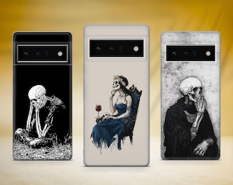 Etui na telefon z gotycką czaszką, czarownica gotycka, szkieletowa obudowa pasująca do Google Pixel 10 Pro XL 9A 9 Pro 8A 8 Pro 7A 7 Pro 6 6A 3A 4XL 5 OnePlus 13