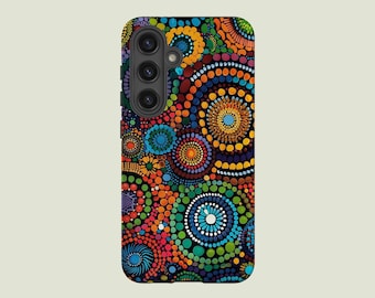 Funda de teléfono con arte aborigen australiano, compatible con Samsung Galaxy S25, S24 Ultra, S23 FE, S23 Plus, S22 Ultra, S20 FE, Note 20 y A56.