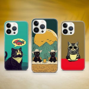 Grappige Kat Telefoon Geval Kat Meme Parodie Telefoon Cover Fit voor iPhone 16 Pro Max 15 14 11 12 13 XS 7 Samsung S25 S24 S23 A16 A52 A53 Huawei P30