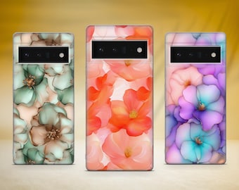 Capa minimalista para celular com estampa floral de mármore, compatível com Google Pixel 10 Pro XL, 9A, 9 Pro, 8A, 8 Pro, 8, 7A, 7 Pro, 6, 6A, 3A, 4XL, 5, OnePlus 13 e 12R.