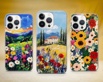 Oil Painting Floral Phone Case Aesthetic Cover Fit for iPhone 17 Pro Max 16 15 14 13 12 13 11 XS Samsung S25 S24 S23 FE A56 A16 Huawei P30