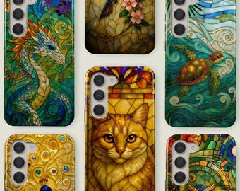 Stained Glass Phone Case Cute Animal Phone Cover Fit For Samsung Galaxy S25 S24 Ultra S24 S23 FE S23 Plus S22 Ultra S20 FE Note 20 A15