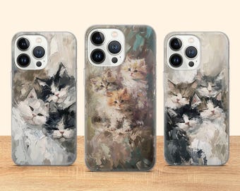 Katze Art Phone Case Aesthetic Cat Lovers Cover Fit für iPhone 17 Pro Max 16 15 14 13 12 13 11 Samsung S25 S24 S23 FE A56 A16 Huawei P30 Pro
