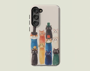 Grappige Katten Telefoon Geval Katten Meme Parodie Telefoon Cover Fit Voor Samsung Galaxy S25 S24 Ultra S23 FE S23 Plus S22 Ultra S20 FE Note 20 A56 A16