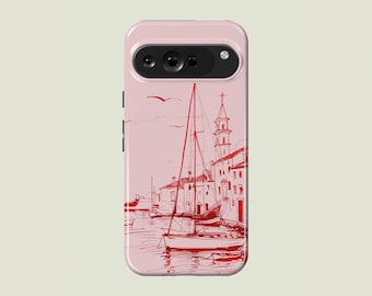 Aesthetic Harbor Art Phone Case Seaside Coastal Phone Cover Fit For Google Pixel 10 Pro XL 9A 9 Pro XL 8 Pro 8A 7 Pro 7A Pixel 6 Pro 6A