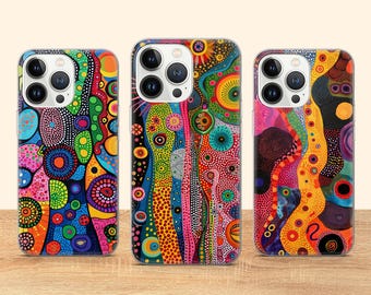 Aboriginal Art Phone Case Australian Painting Art Cover Fit for iPhone 17 Pro Max 16 15 14 13 12 13 Samsung S25 S24 S23 FE A56 Huawei P30
