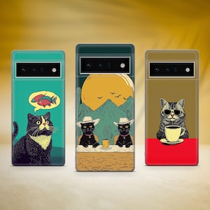 Funda para teléfono con diseño divertido de gato, parodia de meme de gato, compatible con Google Pixel 10 Pro XL 9A 9 Pro 8A 8 Pro 8 7A 7 Pro 6 6A 3A 4XL 5 OnePlus 13 12R