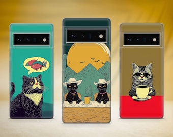Funny Cat Phone Case Cat Meme Parody Phone Cover Fit for Google Pixel 10 Pro XL 9A 9 Pro 8A 8 Pro 8 7A 7 Pro 6 6A 3A 4XL 5 OnePlus 13 12R