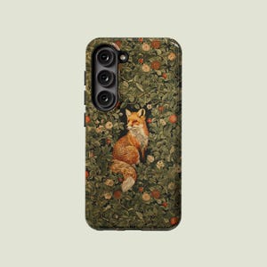 William Morris Inspired Phone Case Vintage Pattern Fox Phone Cover Fit For Samsung Galaxy S25 S24 Ultra S24 S23 FE S23 S22 S20 Note 20 A15