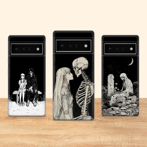 Aesthetic Skeleton Phone Case Goth Skull Phone Cover Fit for Google Pixel 10 Pro XL 9A 9 Pro 8A 8 Pro 8 7A 7 Pro 6 6A 3A 4XL 5 OnePlus 13