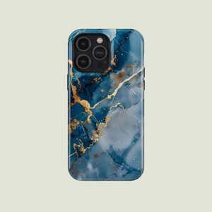 Blue Marble Phone Case Marble Finish MagSafe Phone Cover Fit for iPhone 17 Pro Max 16 Pro Max 15 14 13 Pro 12 11 Pro XS XR 8 Plus