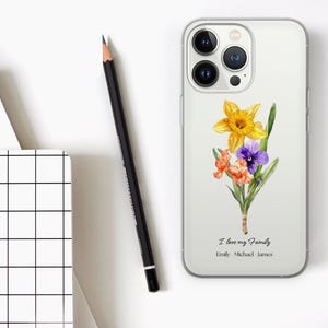 Personalised Family Birth Flower Phone Case Birth Flower Cover Fit for iPhone 17 Pro Max 16 15 14 13 12 13 Samsung S25 S24 S23 FE Huawei P30 image 7