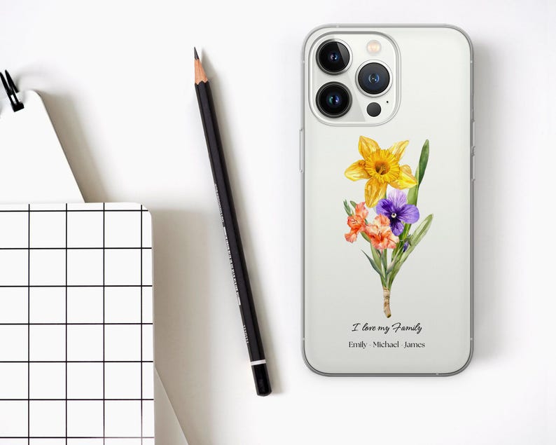 Personalised Family Birth Flower Phone Case Birth Flower Cover Fit for iPhone 17 Pro Max 16 15 14 13 12 13 Samsung S25 S24 S23 FE Huawei P30 image 7