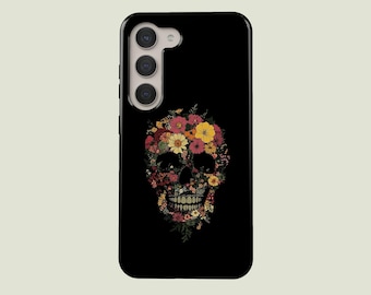 Gothic Skull Phone Case Aesthetic Floral Skull Phone Cover Fit For Samsung Galaxy S25 S24 Ultra S23 FE S23 Plus S22 Ultra S20 FE Note 20 A56