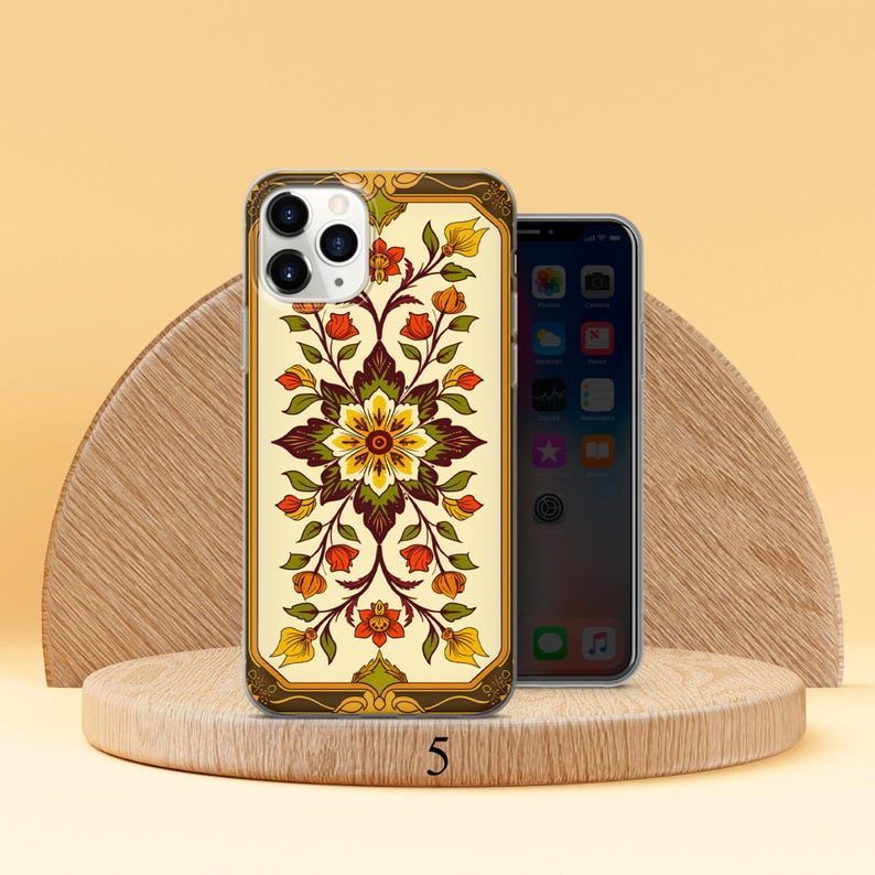 Floral Tarot Card Phone Case Witchy Phone Cover Fit for iPhone 17 Pro Max 16 15 14 13 12 13 Samsung S25 S24 S23 FE A56 A16 Huawei P30 Pro Design 5