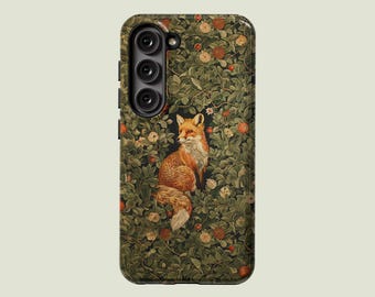 William Morris Inspired Phone Case Vintage Pattern Fox Phone Cover Fit For Samsung Galaxy S25 S24 Ultra S24 S23 FE S23 S22 S20 Note 20 A15