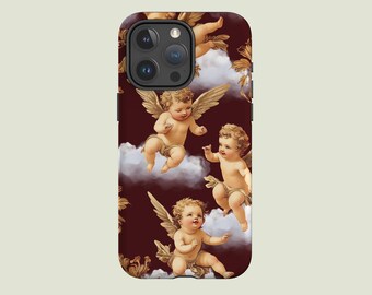Funda para teléfono Renaissance con diseño de ángeles estéticos y MagSafe, compatible con iPhone 17 Pro Max, 16 Pro Max, 15, 14, 13 Pro, 12, 11 Pro, XS, XR y 8 Plus.